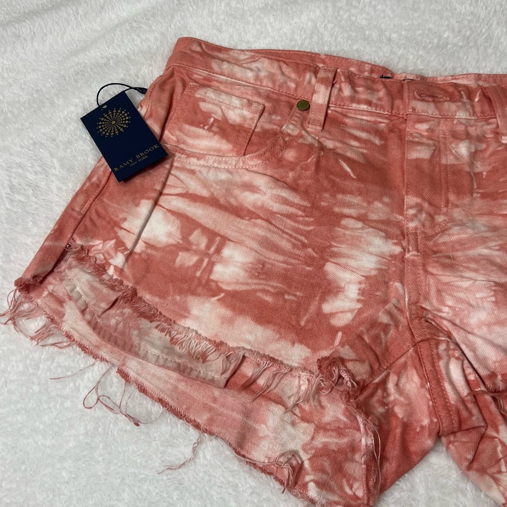 Ramy Brook Christy Boyfriend Tie Dye Pink Denim Cutoff Shorts Size 27 NWT - Picture 6 of 14